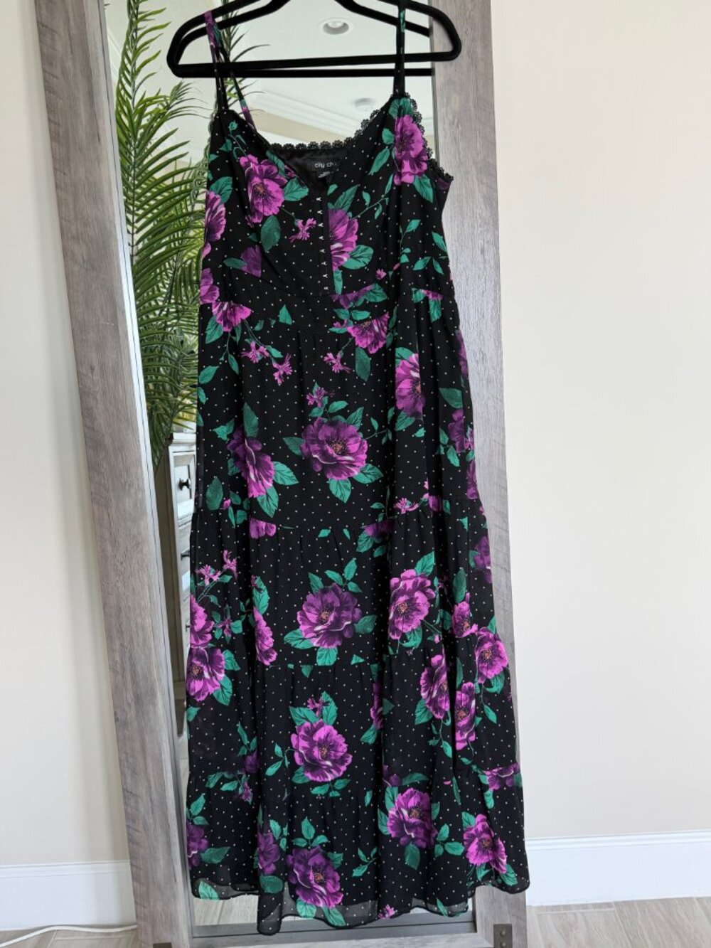 City Chic Charlotte Floral Maxi Dress 🌺 Size M / 18 NWOT Flowing Boho Chic